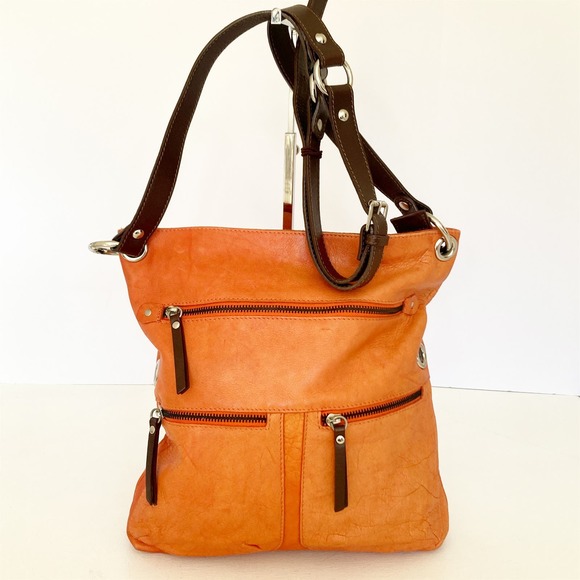 Maurizio Taiuti Handbags - MAURICIO TAUITI Tangerine Italian Leather Shoulder Bag Tote Crossbody